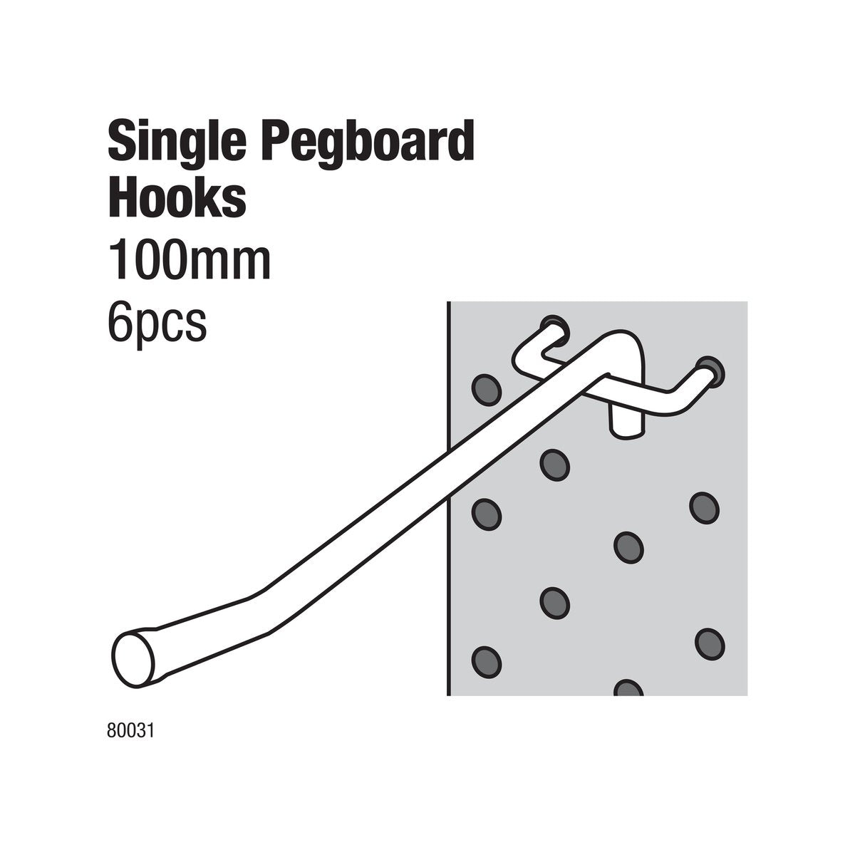 Everhang 100mm Pegboard Hooks 6 Pack - Silver - Zinc - SuperSaverAU - view 2