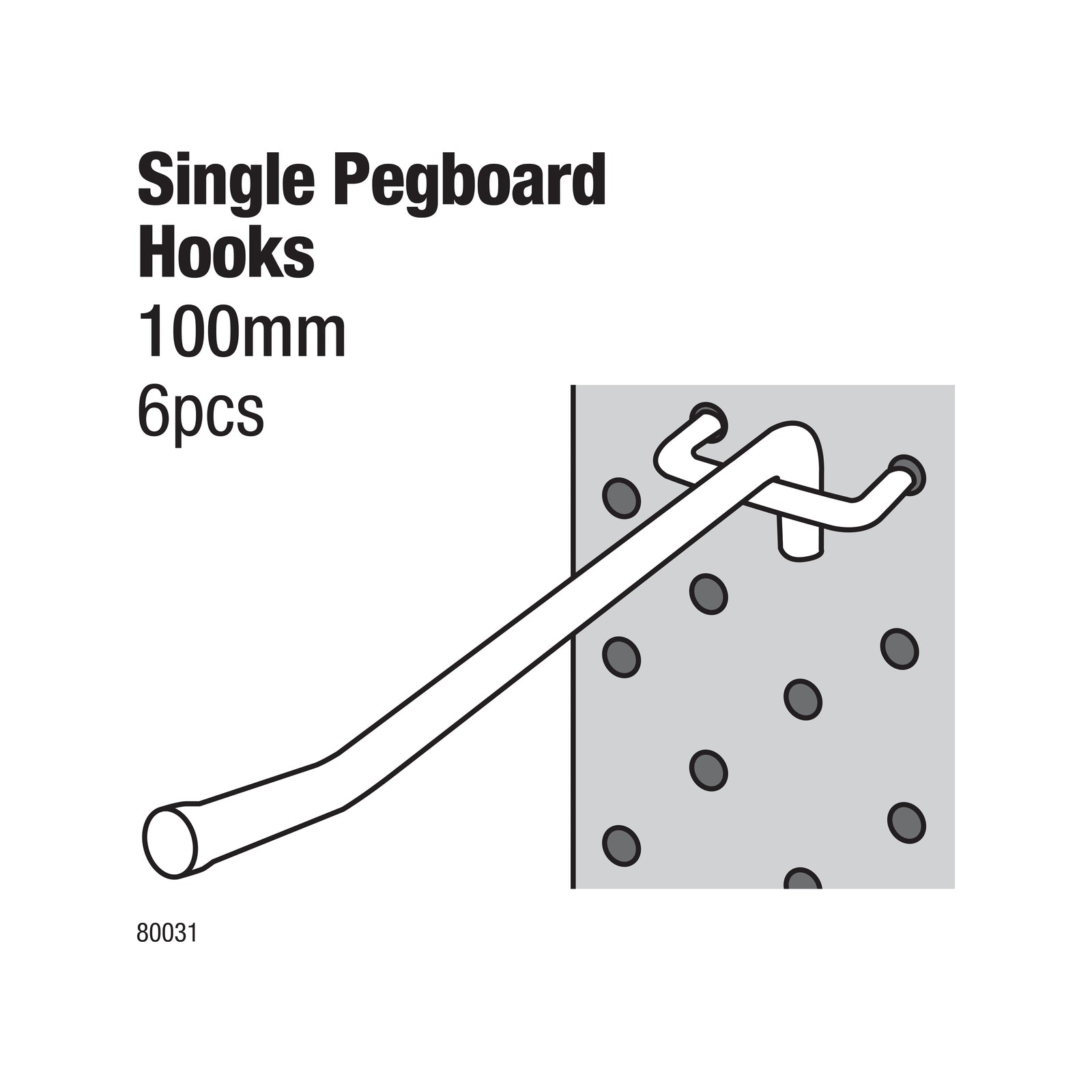 Everhang 100mm Silver Zinc Pegboard Hooks 6 Pack Garage Storage