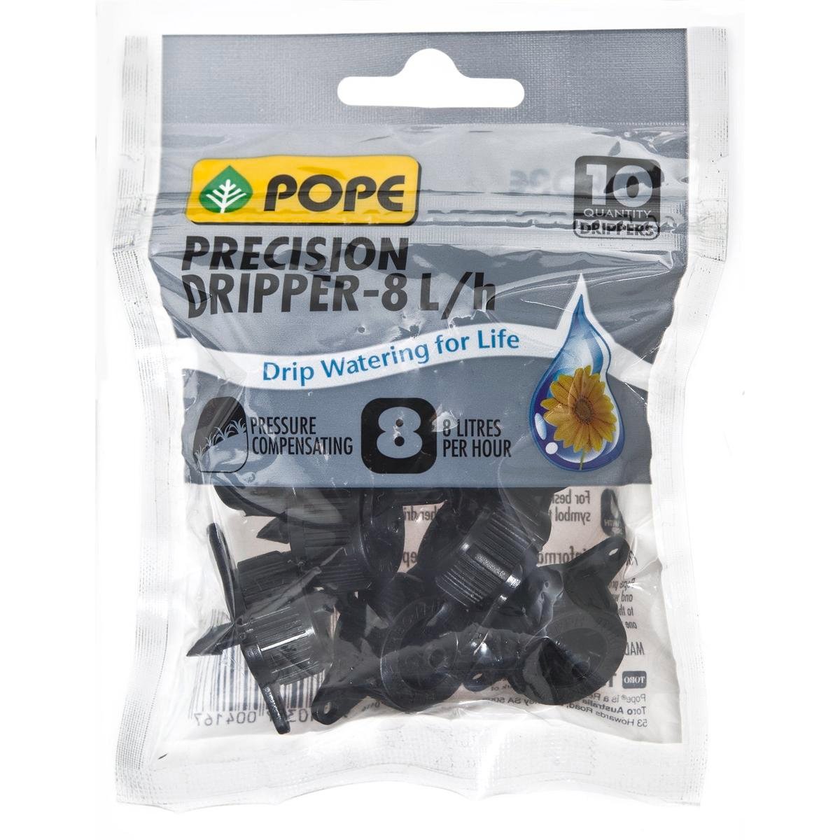 Pope 8 L/h Precision Dripper - Black Polypropylene Micro Irrigation Fitting