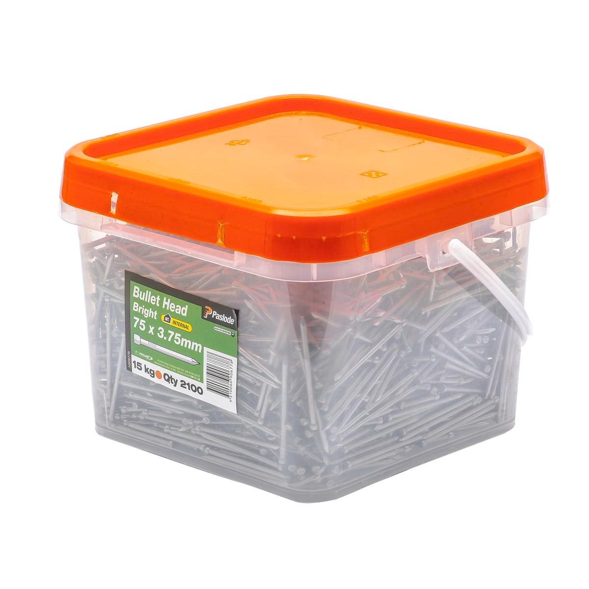 Paslode Bullet Head Nails 75mm Bright Steel 15kg Pack 2100 Count - SuperSaverAU - view 1