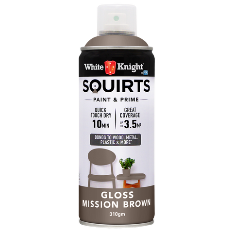 White Knight Squirts Spray Paint - 310g - Mission Brown - Gloss - Solvent Based - SuperSaverAU - view 1