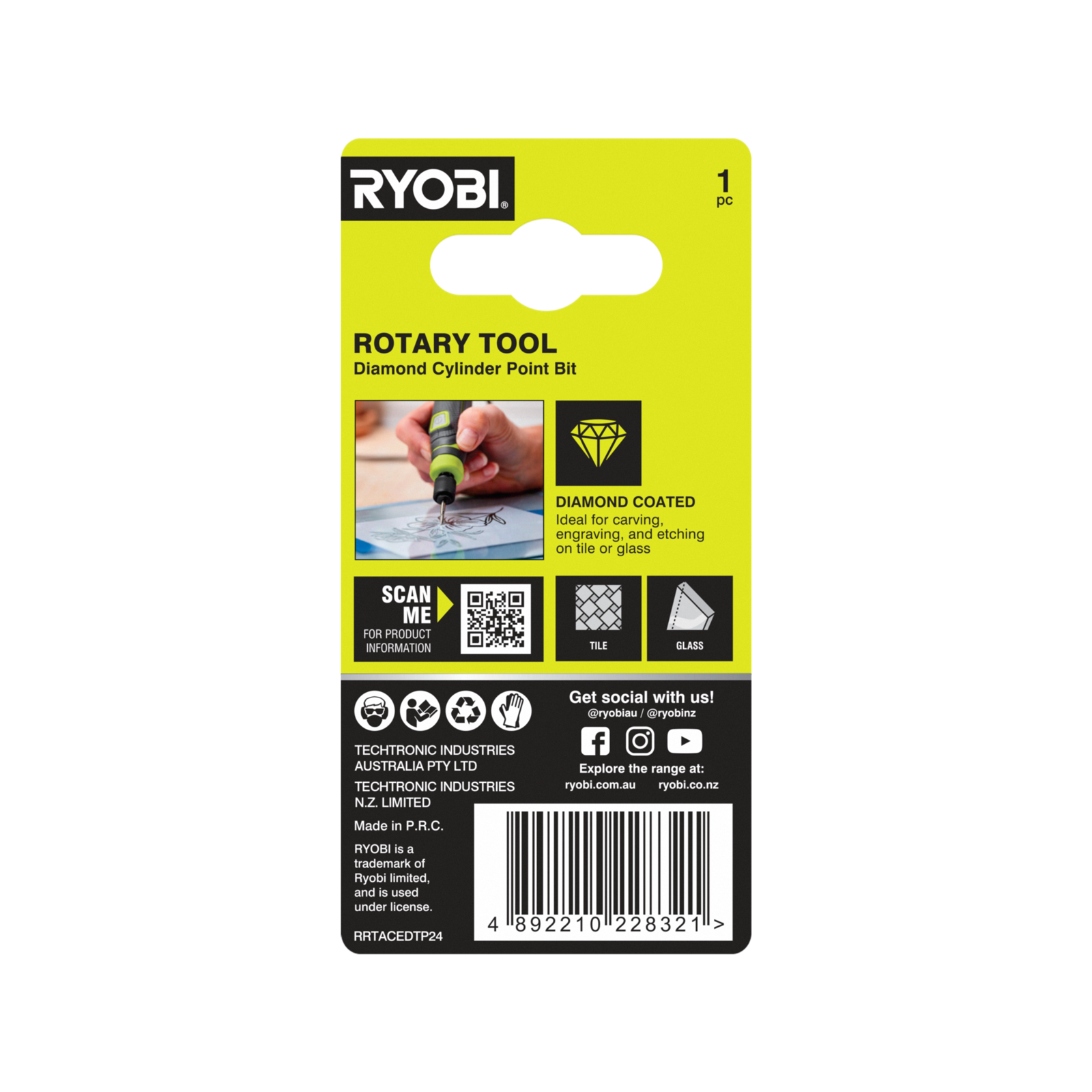 Ryobi 2.8mm Rotary Spear-Shaped Engraving Burr