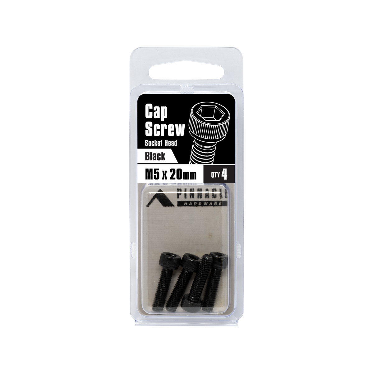 Pinnacle M5 x 20mm Black Oxide Steel Socket Head Cap Screw - 4 Pack