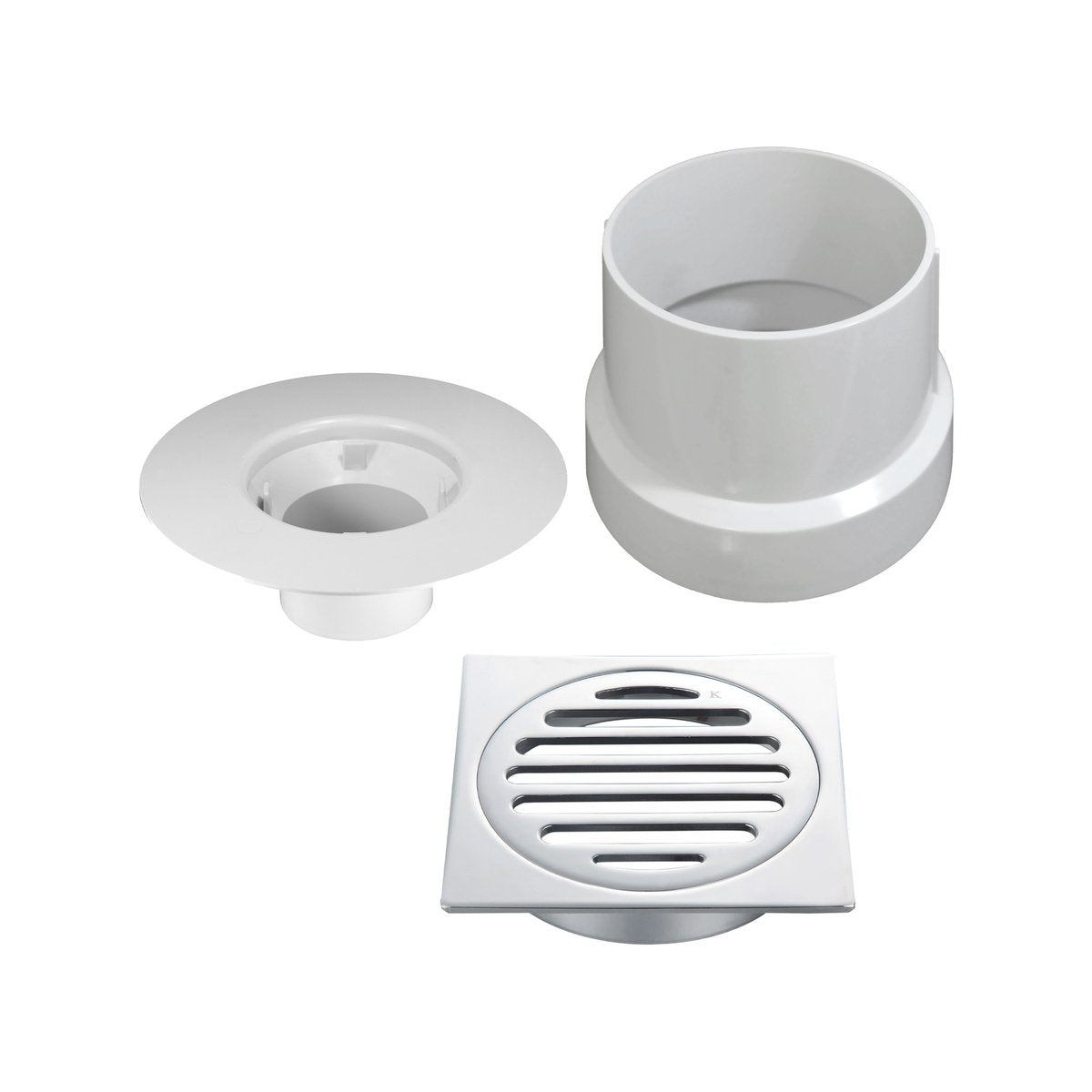 Kinetic 100mm PVC Brass Puddle Flange Kit Square Grate
