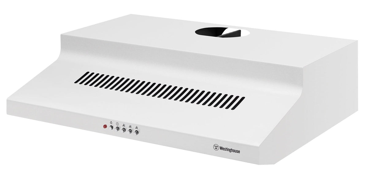 Westinghouse 60cm Fixed White Rangehood - Push Buttons, 200m³/h, Halogen Lighting - WRF610WA