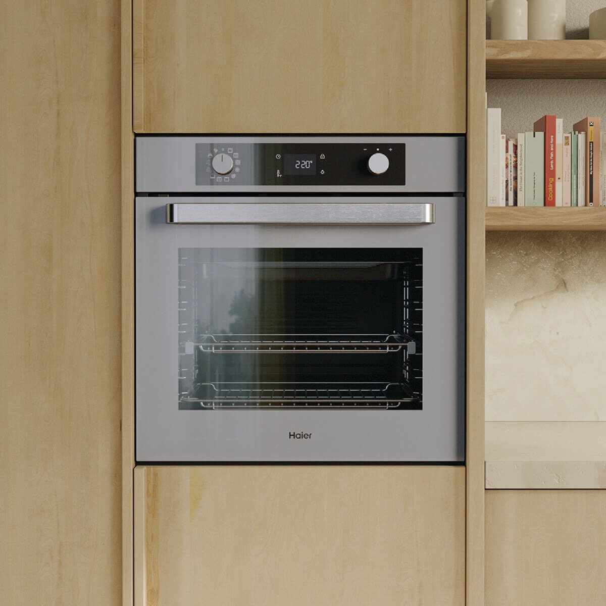 Haier 60cm Grey 500 Series Pyrolytic Oven - 78L, 12 Functions, Air Fry, Steam Assist - HWO60S12EPG5