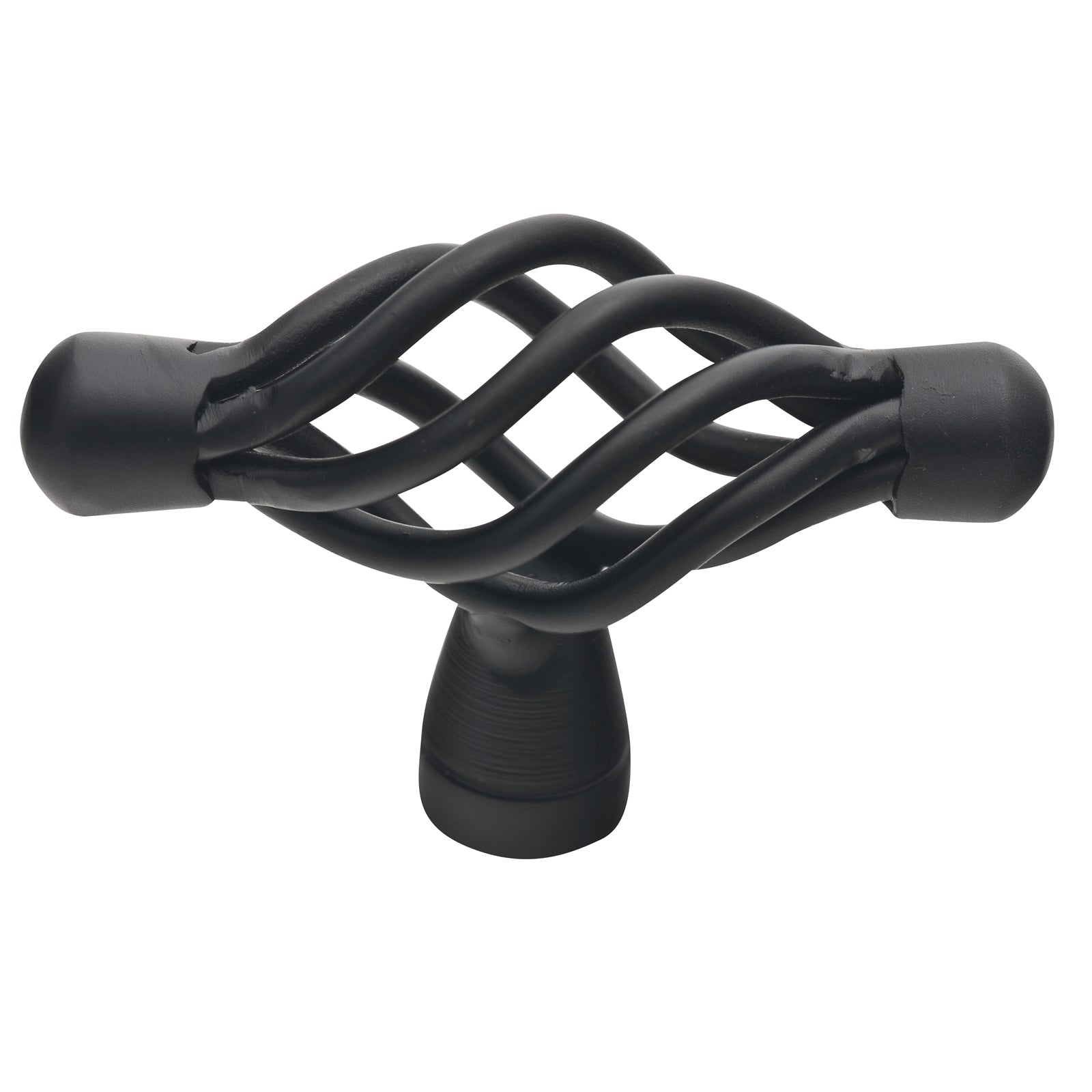 Prestige 71mm Matte Black Twist T Shape Knob, Steel, Modern Cabinet Drawer Knob