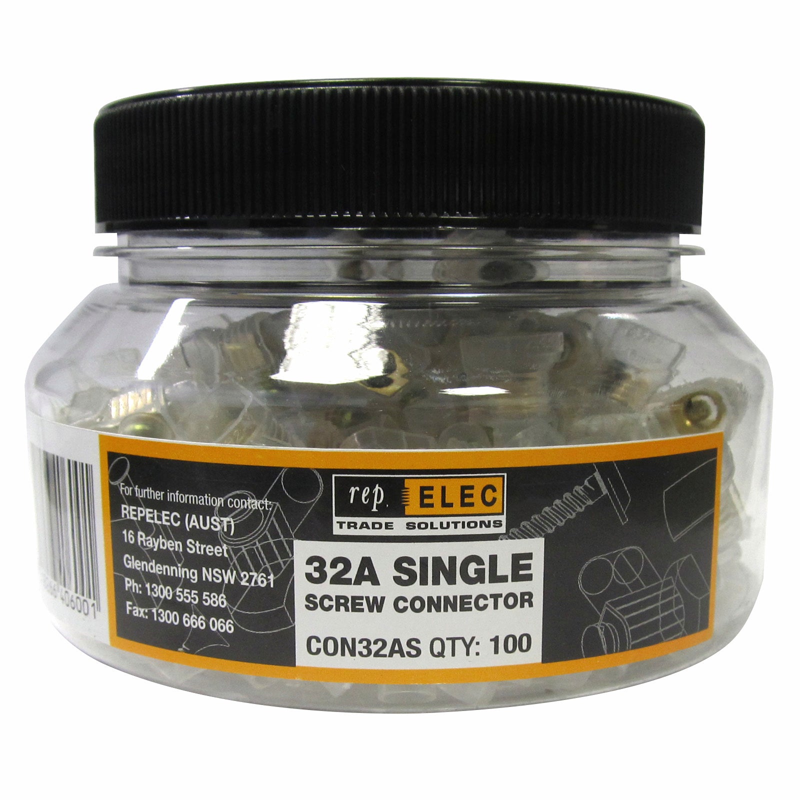 Repelec 32A Single Screw Wire Connectors Clear - 100 Pack