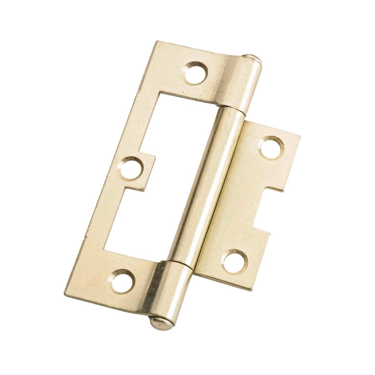 Lane 90 x 54 x 1.6mm Brass Plated Fixed Pin Non Mortise Hinge - 2 Pack