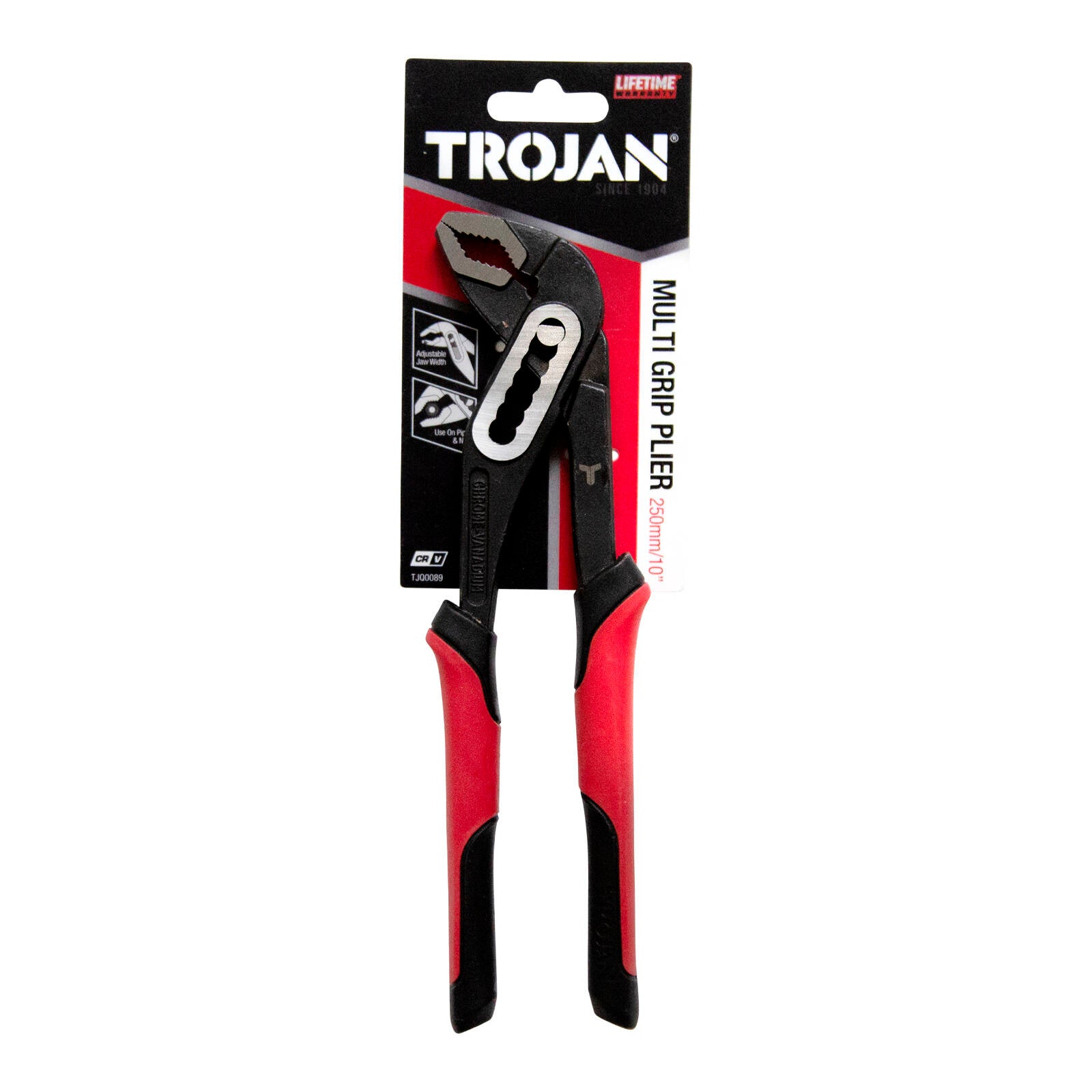 Trojan 250mm Multigrip Plier Red and Black CRV
