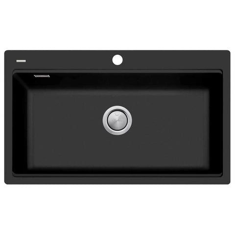 Oliveri Santorini workstation single bowl topmount sink - 68L - matte black granite - ST-MB1596-OF