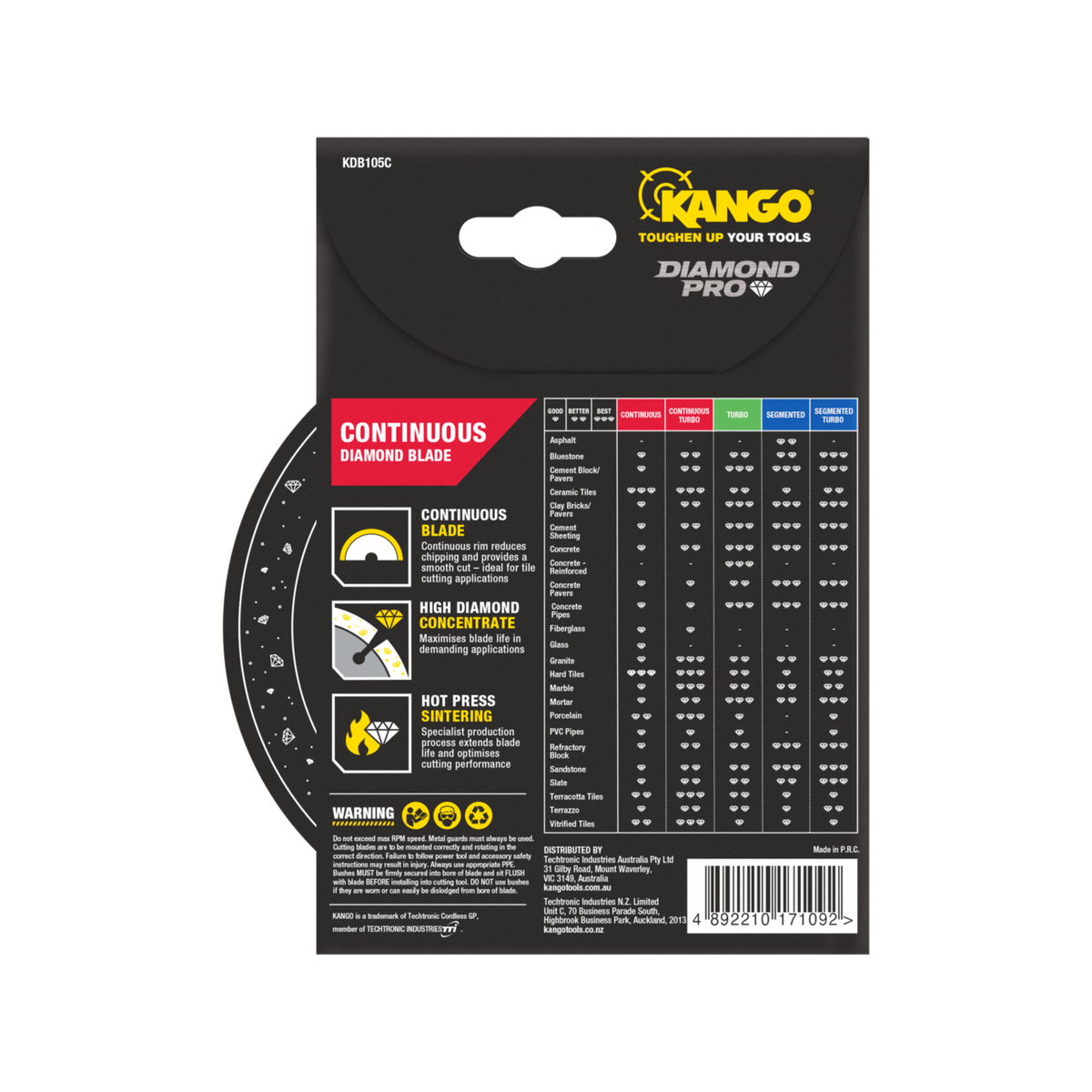 Kango 105mm Continuous Rim Diamond Saw Blade KDB105C