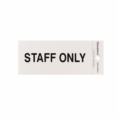 Sandleford 100 x 50mm Staff Only Self Adhesive Sign, Gloss Silver Weather Resistant Polycarbonate