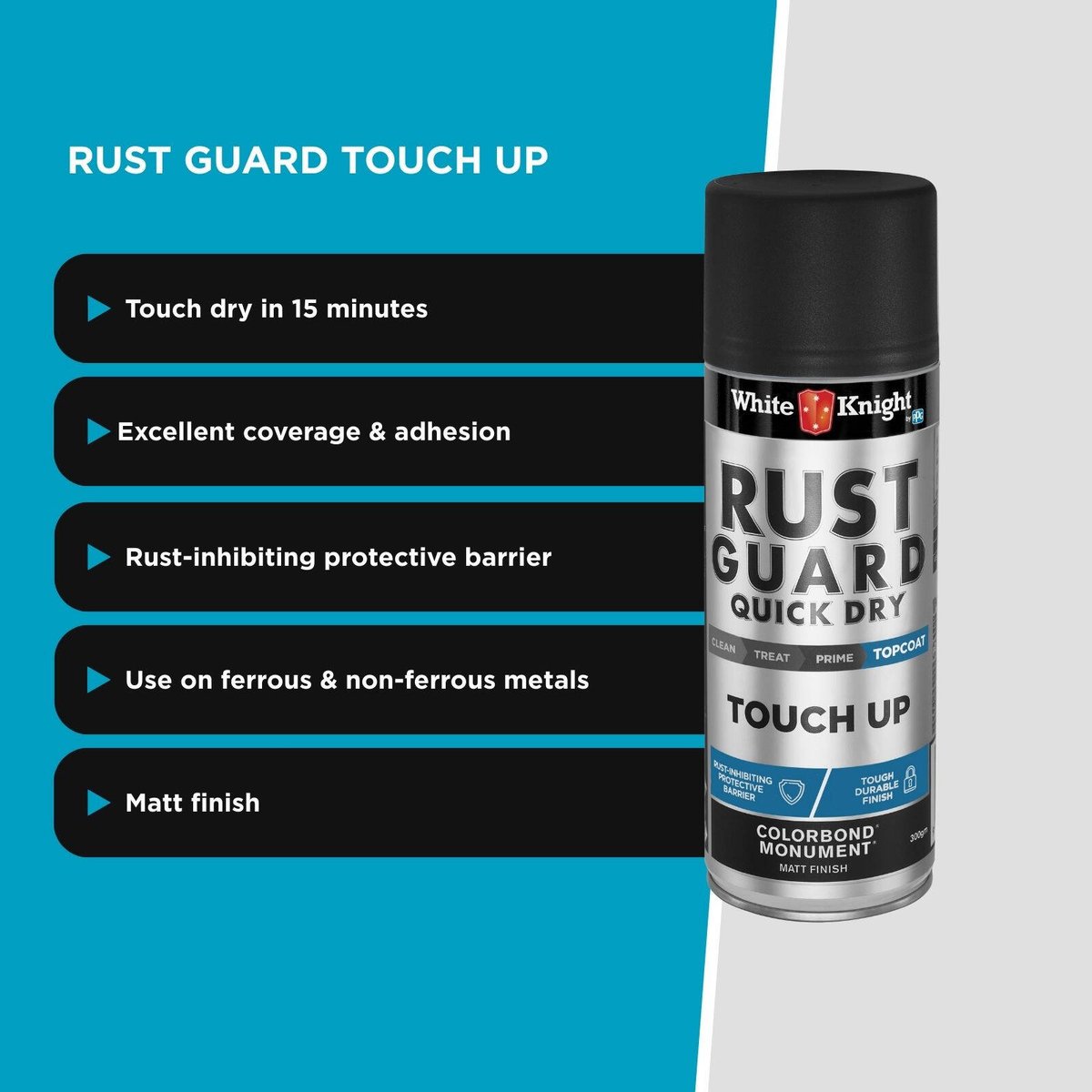 White Knight Rust Guard 300g Monument Matt Touch-Up Spray Paint