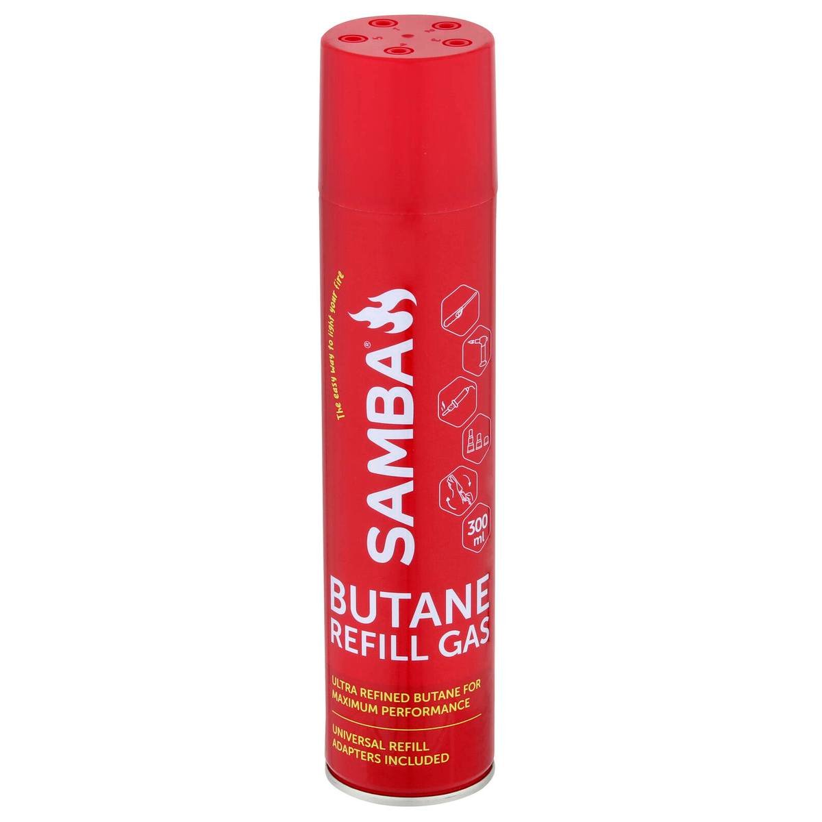 Samba 300ml Butane Lighter Gas Refill Five Times Refined with Adaptors
