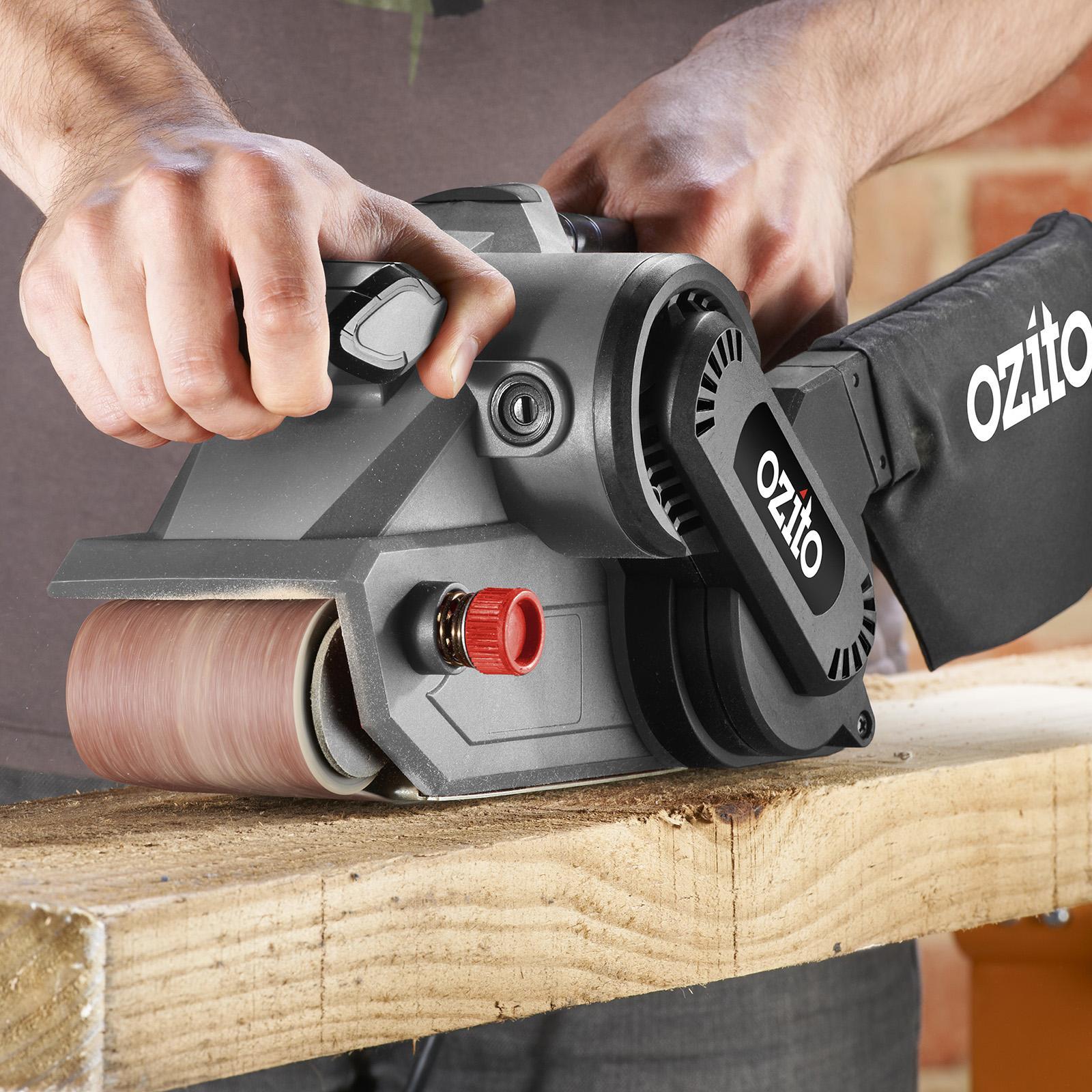 Ozito 800W Belt Sander BSR-7000, 75 x 533mm Belt, Dust Bag, Sure Grip, Lock-On, 380m/min