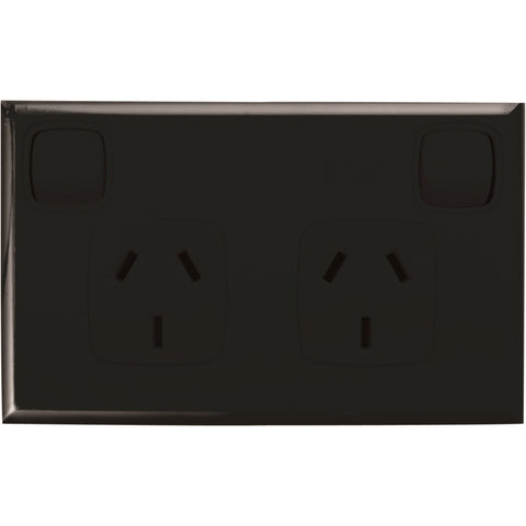 HPM Excel 10A Matt Black Double Powerpoint Surface Mount CDXL777BLBL