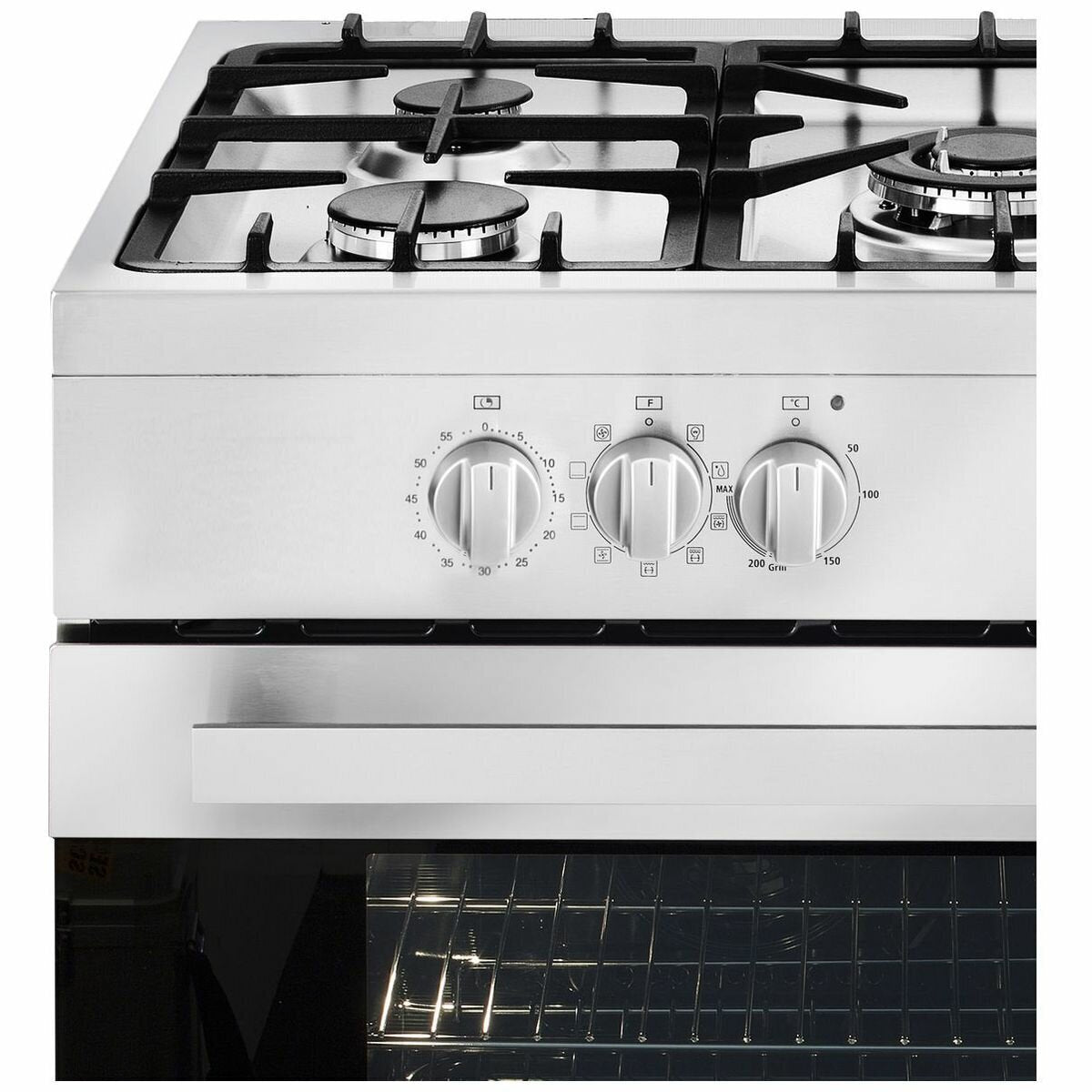 Artusi 90cm dual fuel freestanding oven - Stainless Steel, 5 gas burners, triple glazed door - CAFG90X