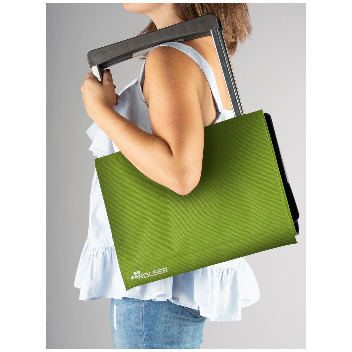 Rolser Plegamatic MF folding 2 wheel trolley - Lime green - Lightweight aluminium chassis - R-PLE001-1014