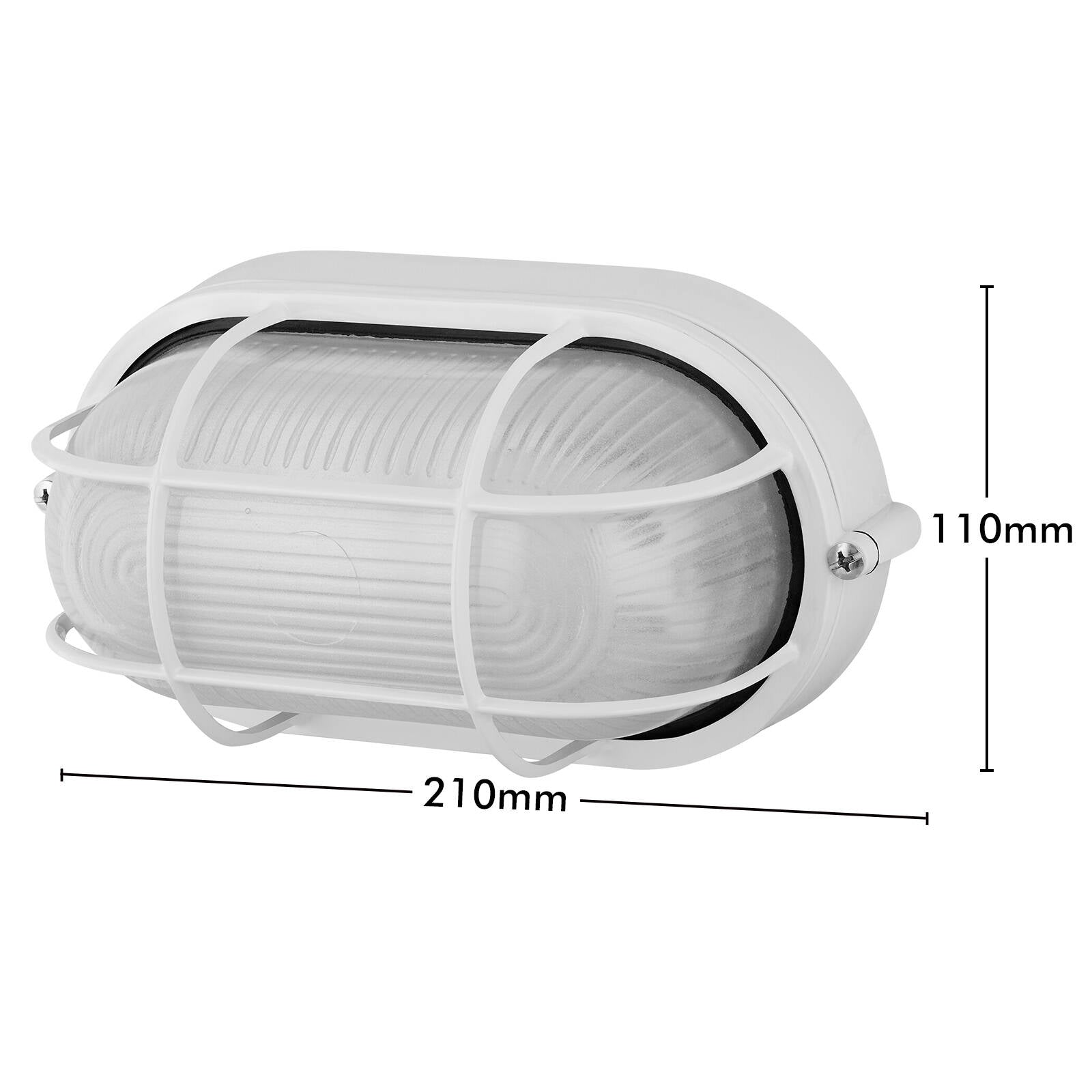 Arlec White Oval Caged Bunker Light 60W E27 Weather Resistant ABL110WH