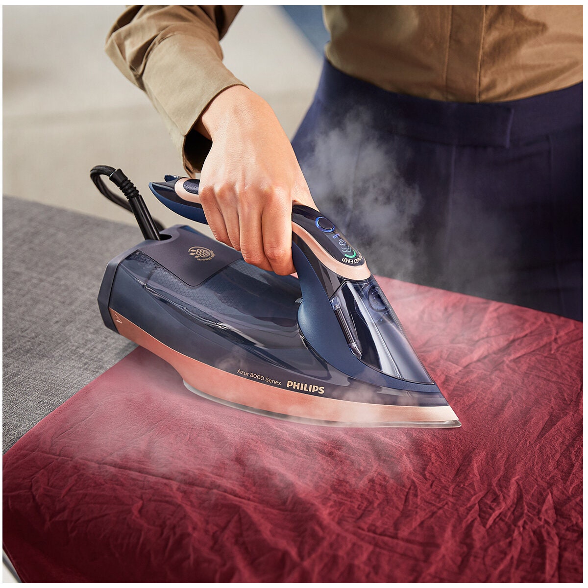 Philips Azur 8000 Series steam iron - 2400W, 350ml tank, 55g/min continuous steam, navy - DST8050-21