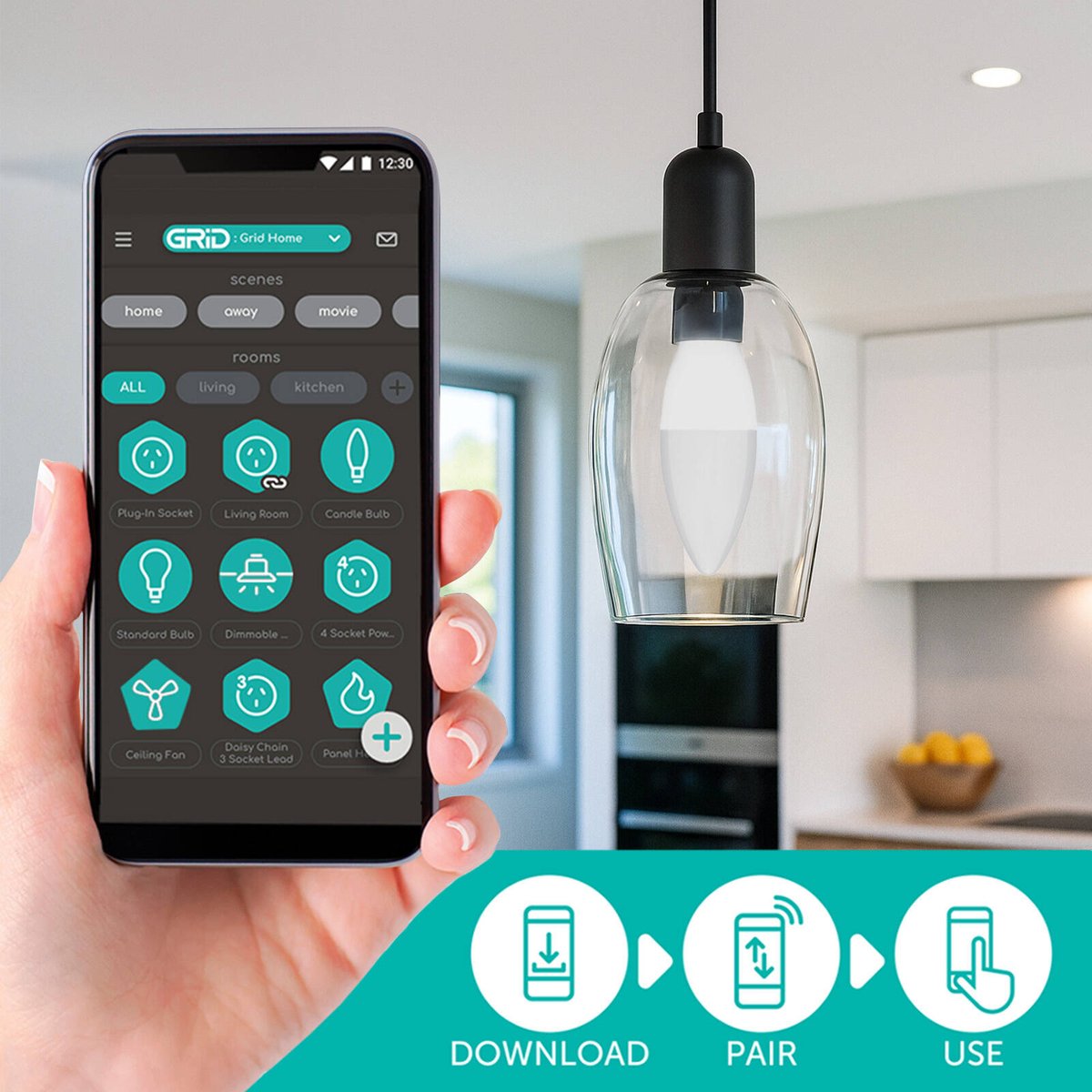 Arlec E14 LED 470lm 5.5W CCT Grid Connect Smart Candle Globe 4 Pack (GLD360HA)