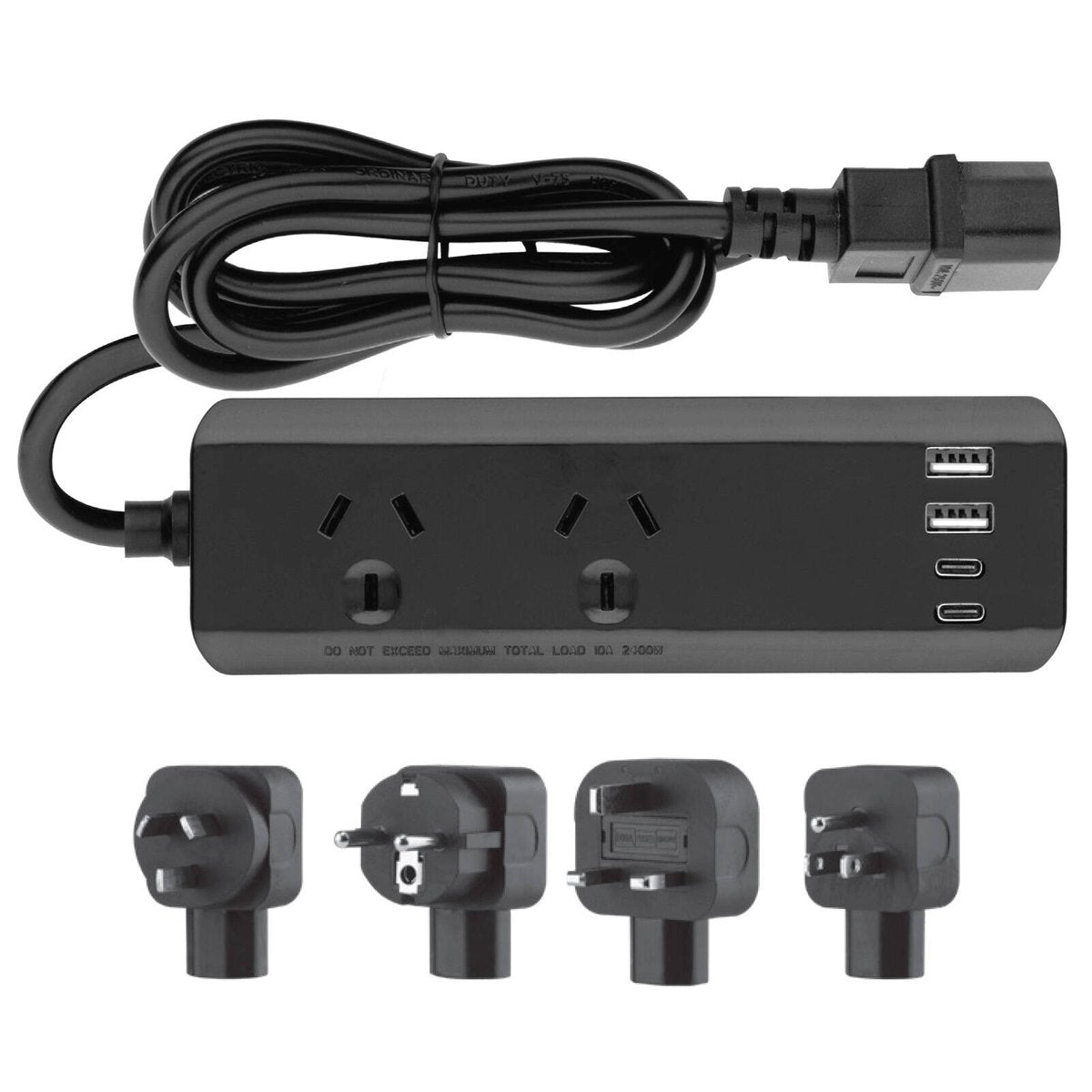 Arlec Powerboard Travel Adaptor Kit - 2 Outlets - PD30W USB C - Black - SuperSaverAU - view 1
