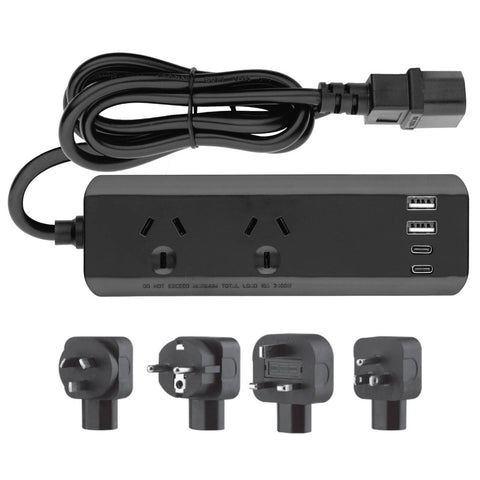 Arlec Powerboard Travel Adaptor Kit - 2 Outlets - PD30W USB C - Black - SuperSaverAU - view 1