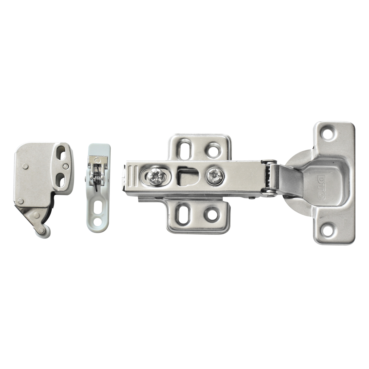 Kaboodle Push To Open Door Hinge - Nickel Plated 1 Pair for Handle-Less Cabinets