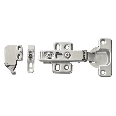 Kaboodle Push To Open Door Hinge - Nickel Plated 1 Pair for Handle-Less Cabinets
