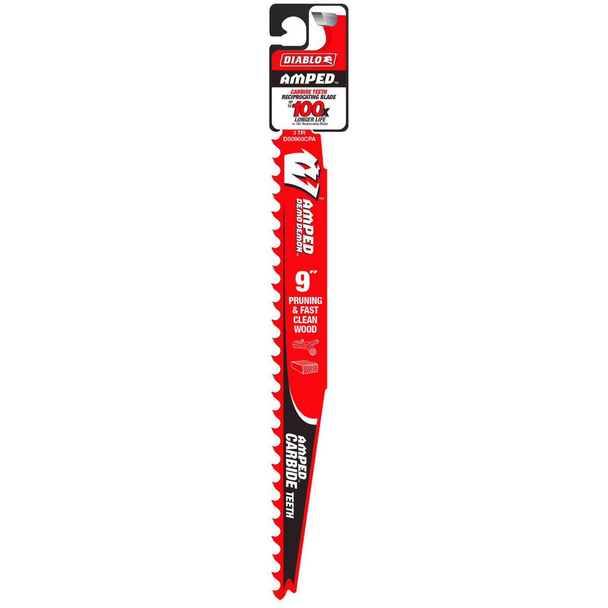 Diablo 9" Demo Demon 3TPI Carbide Reciprocating Saw Blade for Pruning & Clean Wood