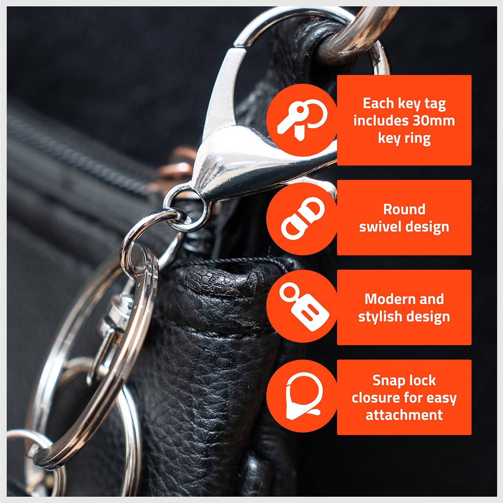 Taskmaster Silver Key Rings with Clip - 5 Pack