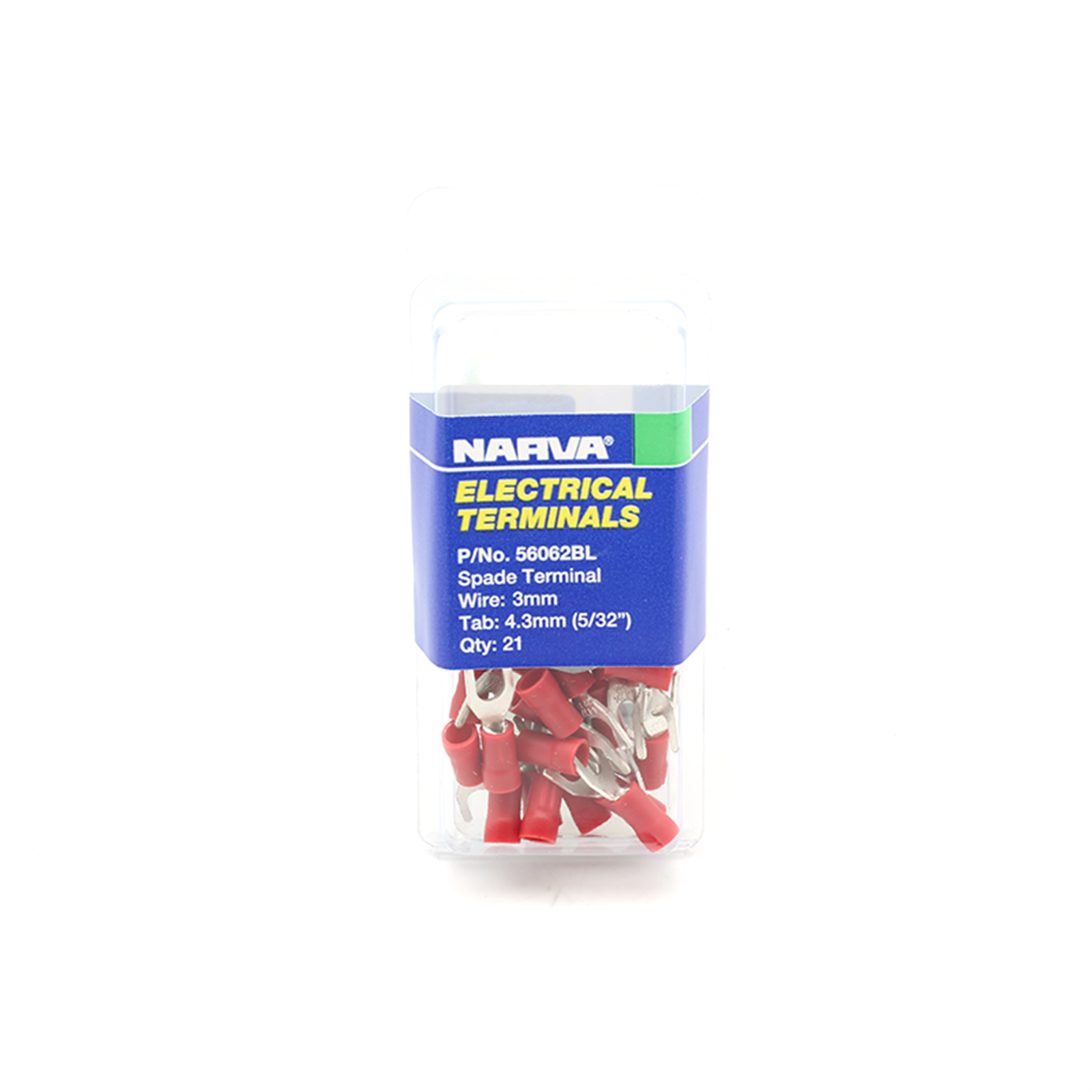 Narva Red Flared Vinyl Insulated Spade Terminal 2.5-3mm / 4.3mm (5/32") - 21 Pack