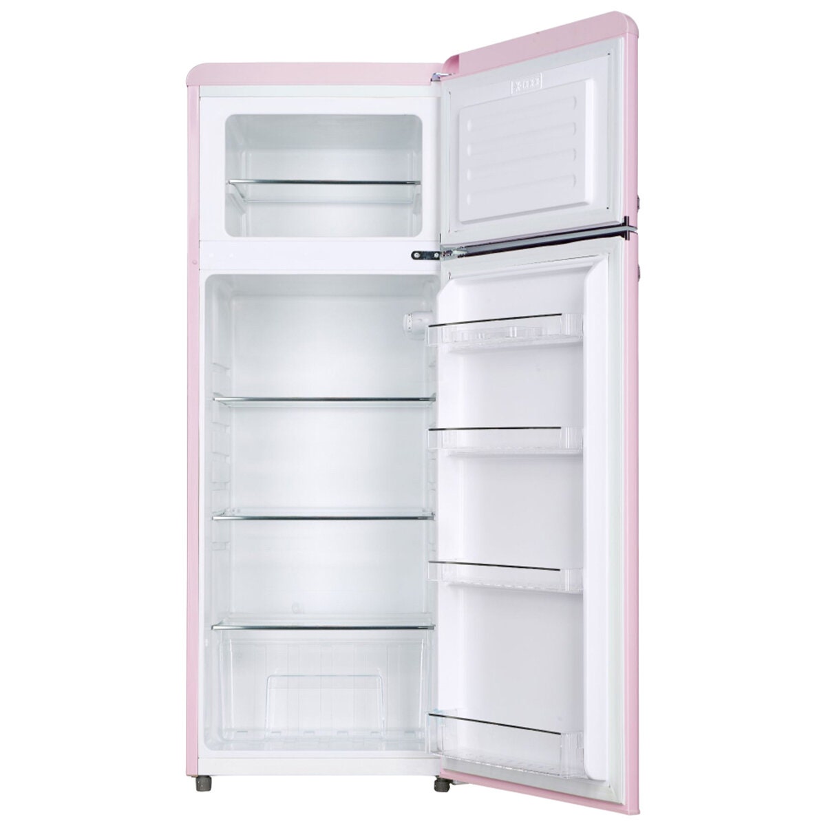 Linarie 209L Retro Top Mount Fridge - Pink Finish, Adjustable Shelves, 3 Star Energy - LK200DDPINK