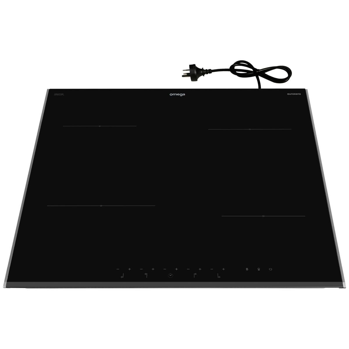Omega 60cm four zone induction cooktop - EuroKera ceramic glass - 10A power phasing - OCI604PPTZ