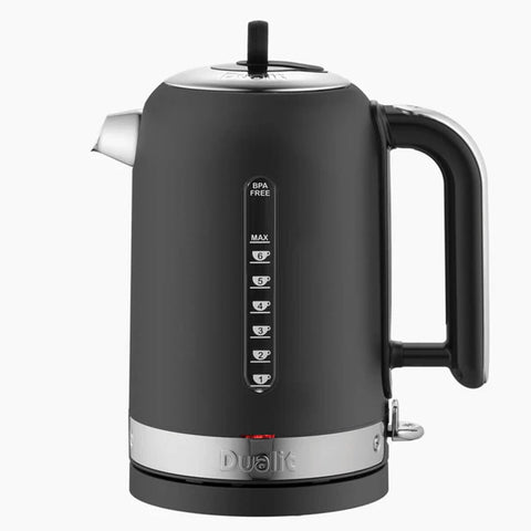 Dualit Classic Kettle 1.7L - Matte Black, Whisper Boil Technology, Removable Limescale Filter - DU72839