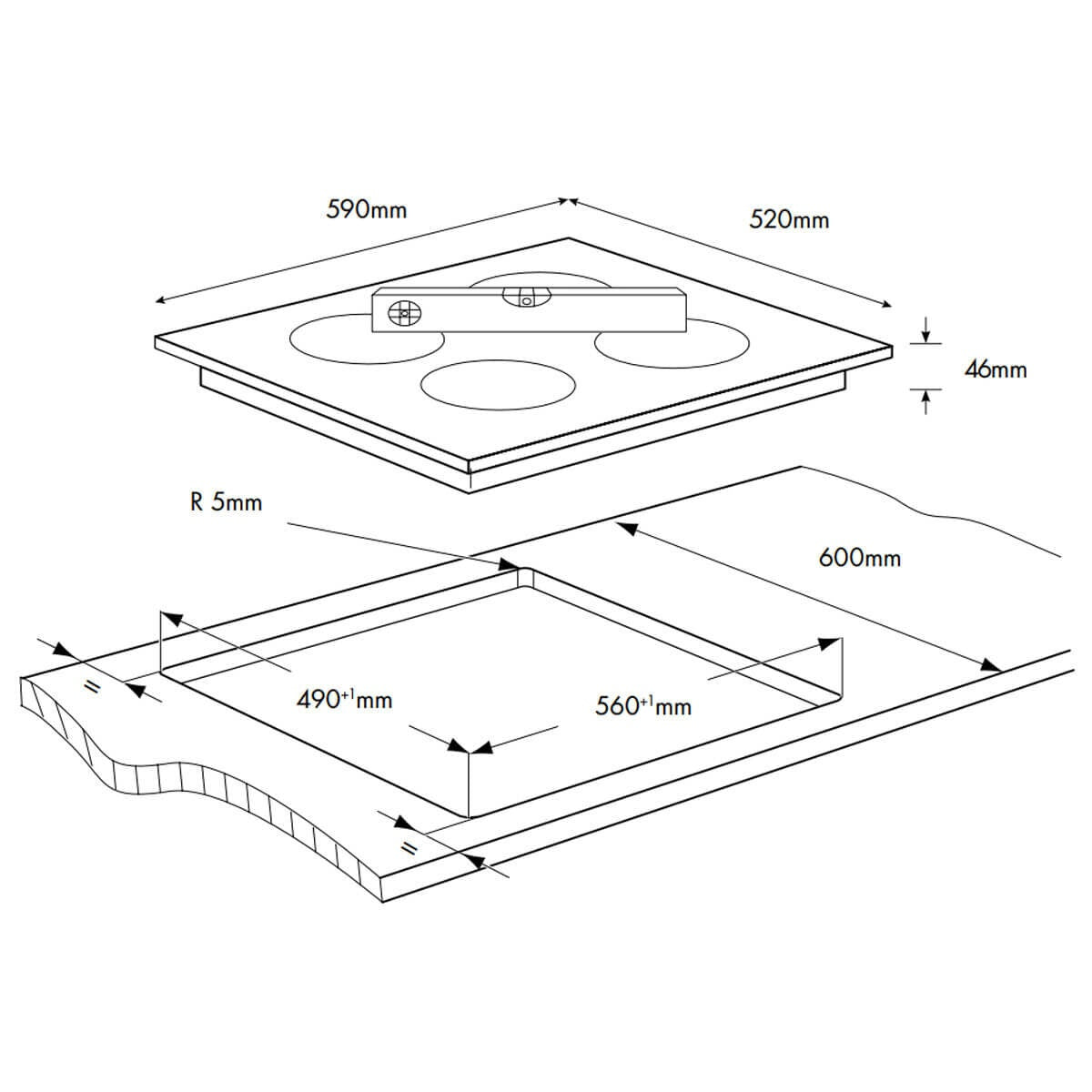 Chef 60cm 4 zone PowerReady induction cooktop - touch controls, PowerBoost, child lock - CHI6434BD
