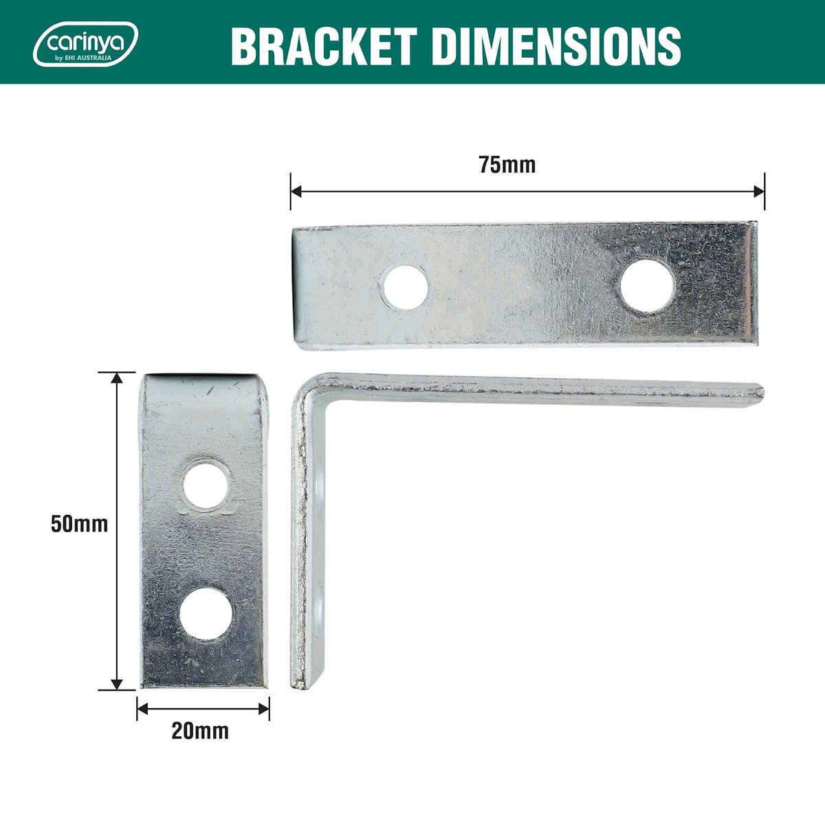 Carinya 75 x 50mm Zinc Plated Steel Angle Bracket - 45kg Capacity