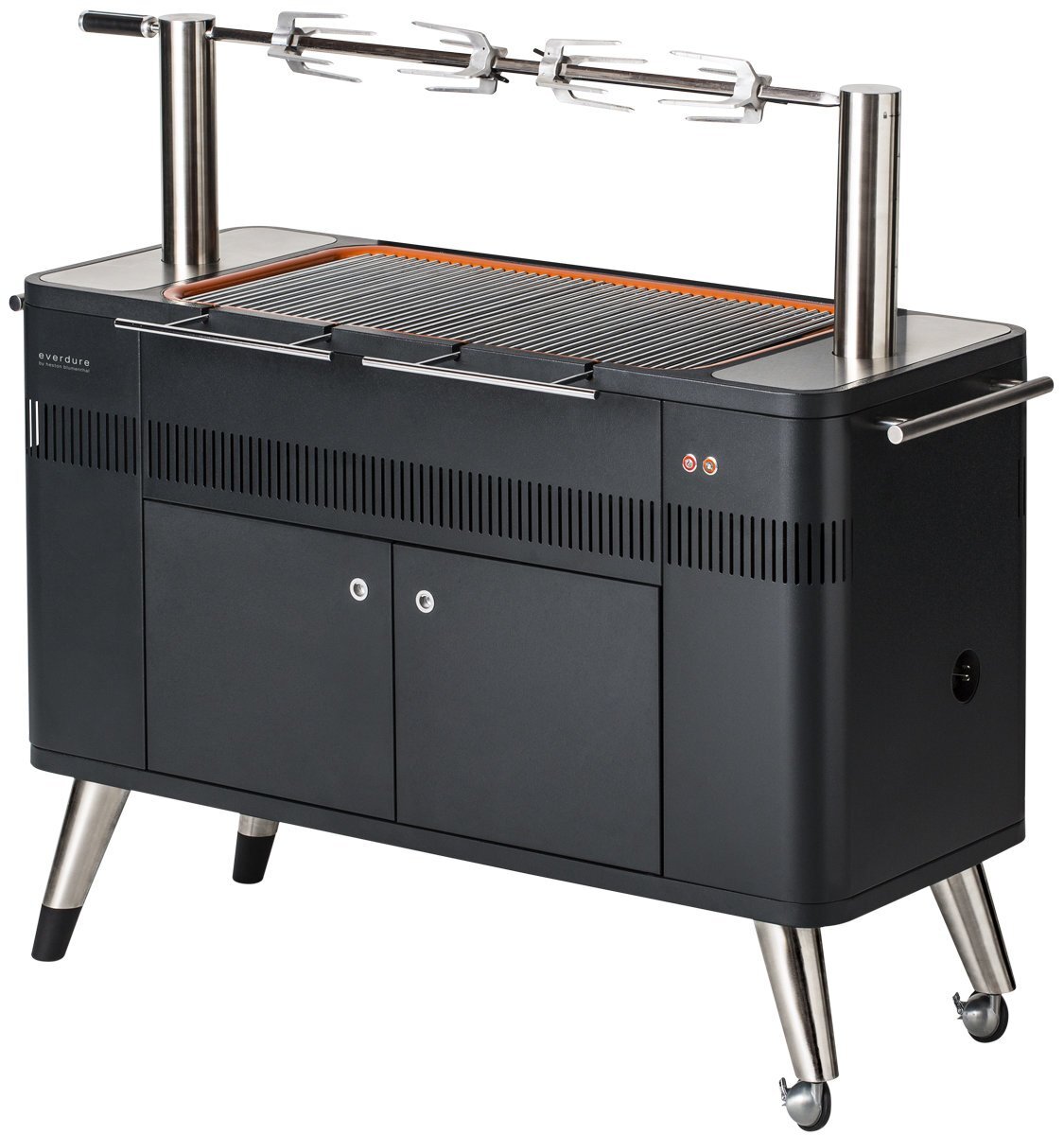 Everdure by Heston Blumenthal Hub Charcoal BBQ - Black, Electric Ignition, Rotisserie - HBCE2B