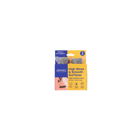 Monarch 100mm 9mm Nap High Density Foam Gloss & Smooth Mini Rollers 2 Pack