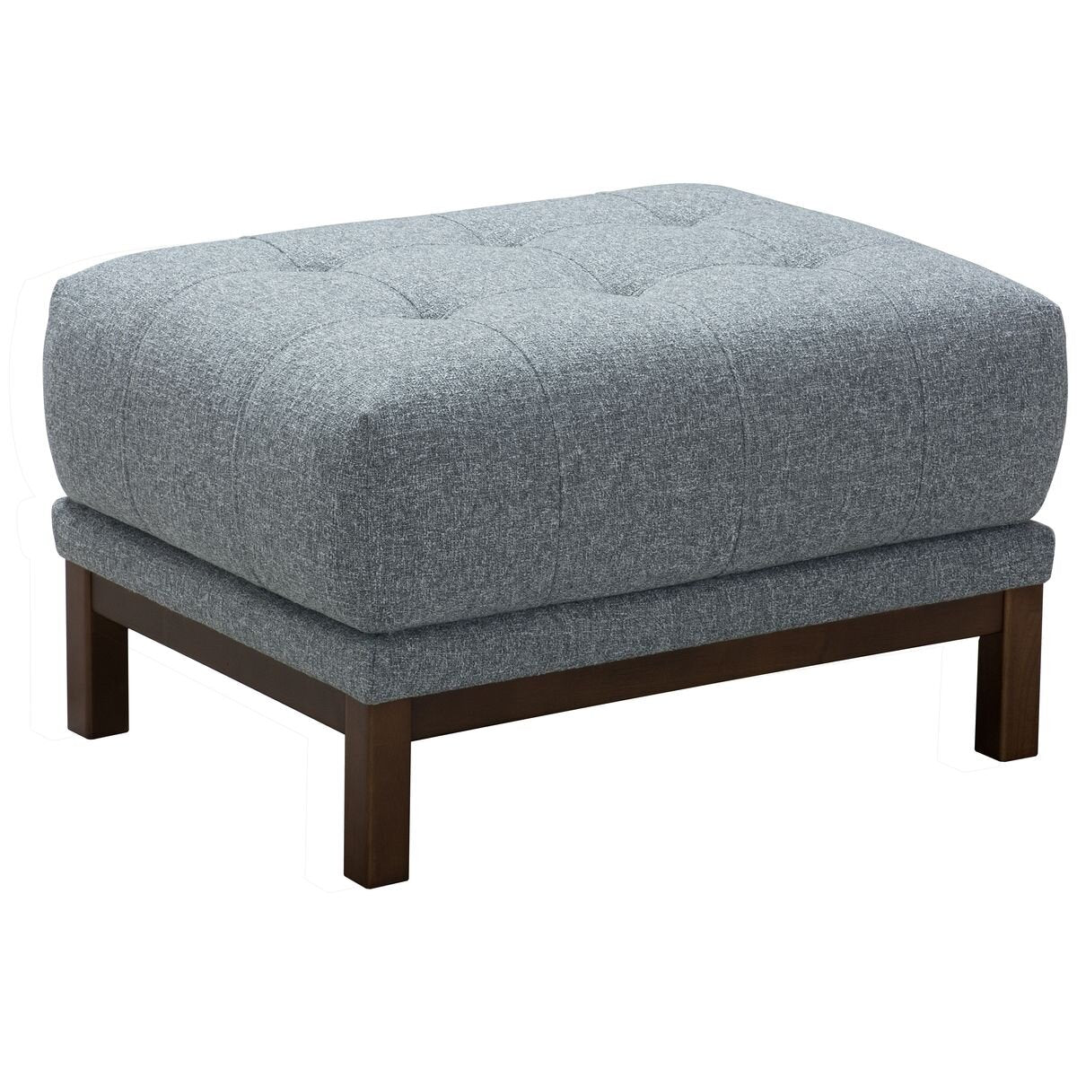 Ostro Furniture Freya Ottoman - Light Grey Fabric, High Density Foam Seat, Rubberwood Legs - 26003000