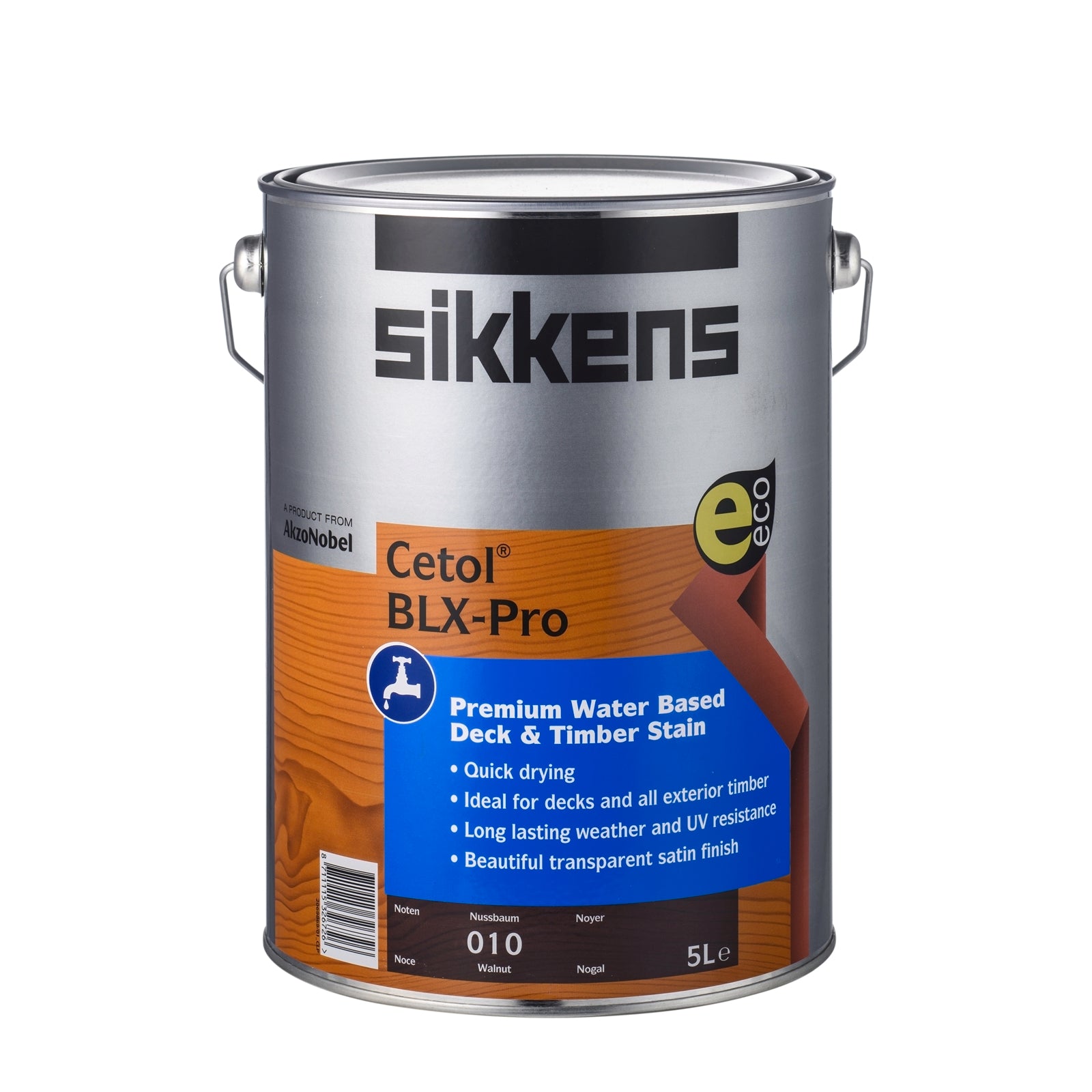 Sikkens Cetol BLX-Pro Walnut Timber Stain 5L - Water-Based UV Resistant Satin Wood Finish