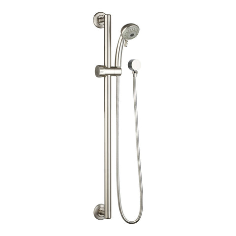 Evekare 900mm Brushed Nickel Grab Rail & 3 Function Shower, 2m Hose, 8.5L/min, 250kg, 3 Star WELS