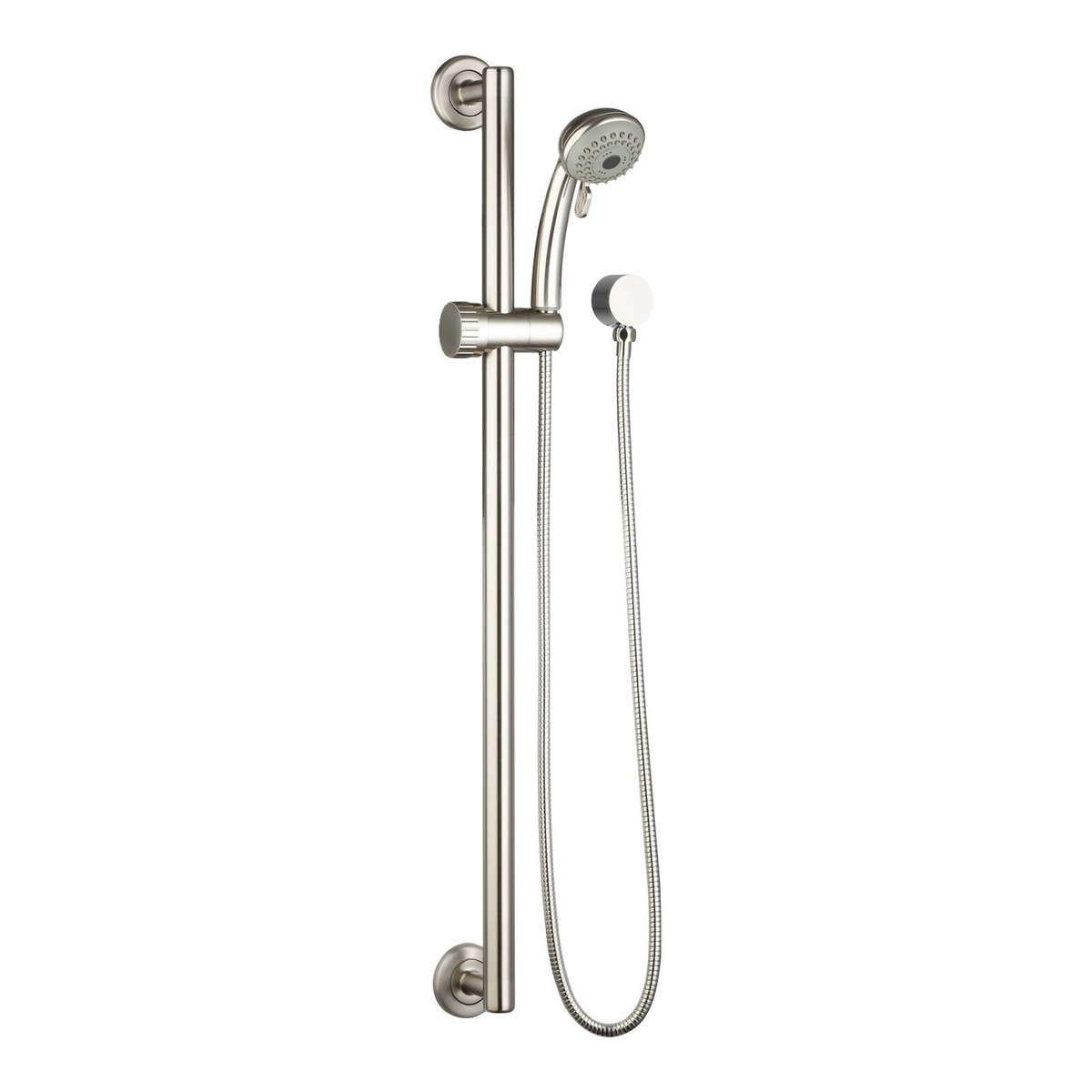 Evekare 900mm Brushed Nickel Grab Rail & 3 Function Shower, 2m Hose, 8.5L/min, 250kg, 3 Star WELS
