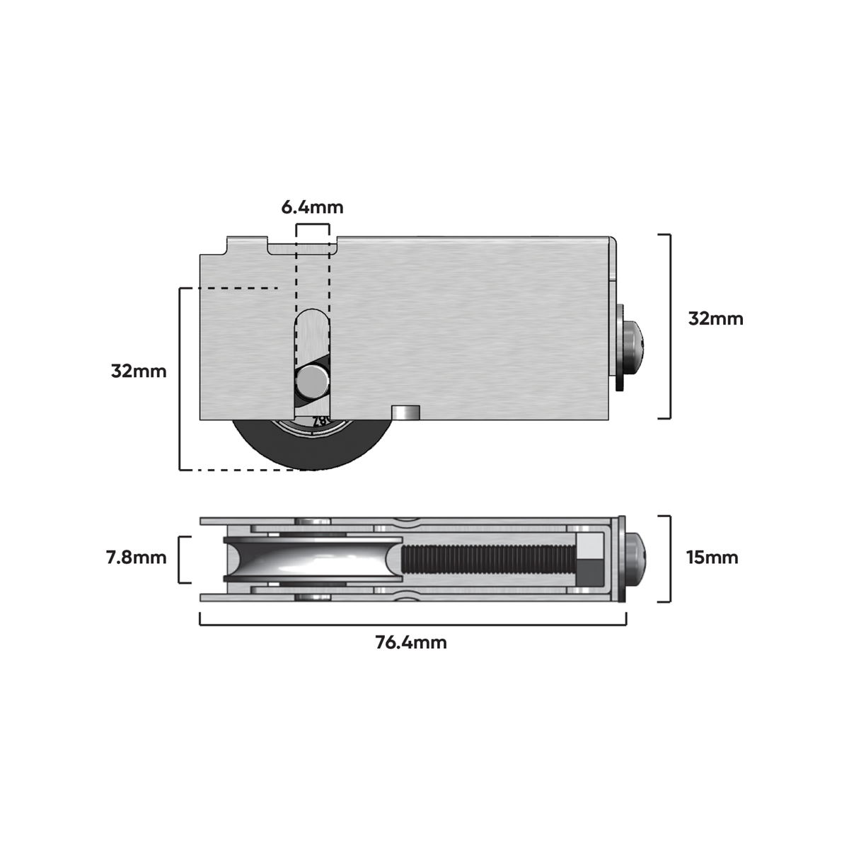 Rolltrak Adjustable Carriage - 76mm - Stainless Steel - Heavy Duty - SuperSaverAU - view 2