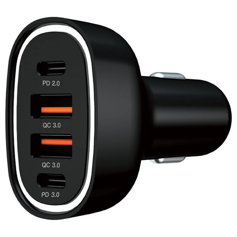 Antsig 80W Multi Port USB Car Charger - 2x USB-C PD + 2x USB-A QC 3.0, Black APCC70W2AC
