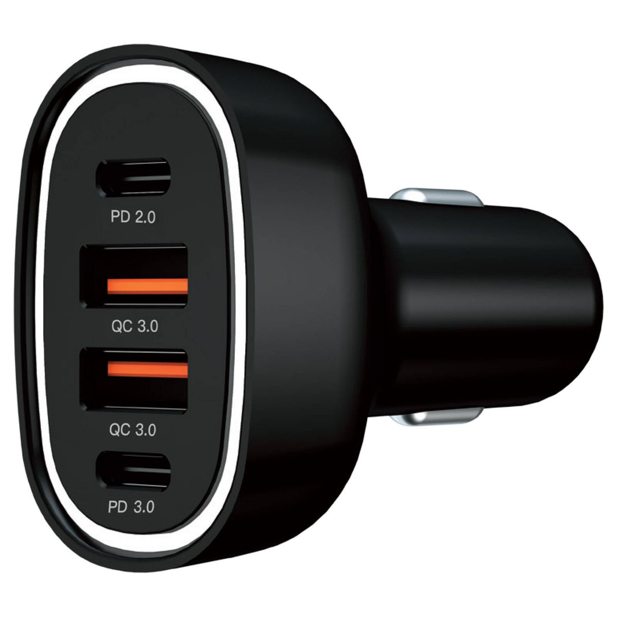 Antsig 80W Multi Port USB Car Charger - 2x USB-C PD + 2x USB-A QC 3.0, Black APCC70W2AC