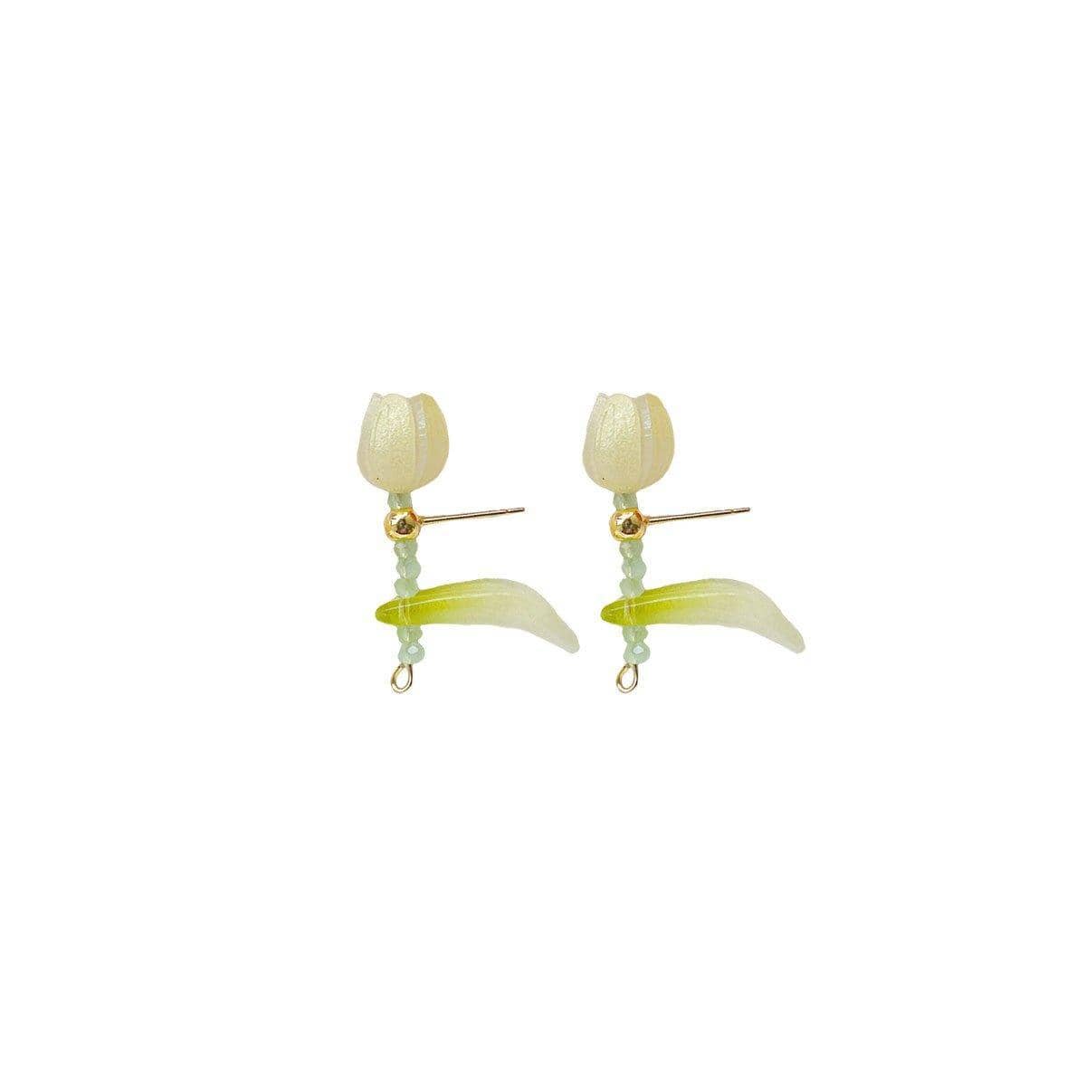 Delicate Tulip Stud Earrings Women Coloured Glaze Fashion Jewellery - Yellow