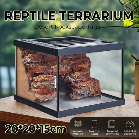 Desert Rockscape Reptile Terrarium Glass Tank 20 cm x 20 cm x 15 cm