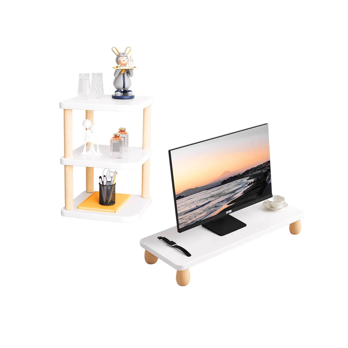 Desktop Monitor Riser Stand with Storage Shelf for Home Office Desks - view 2